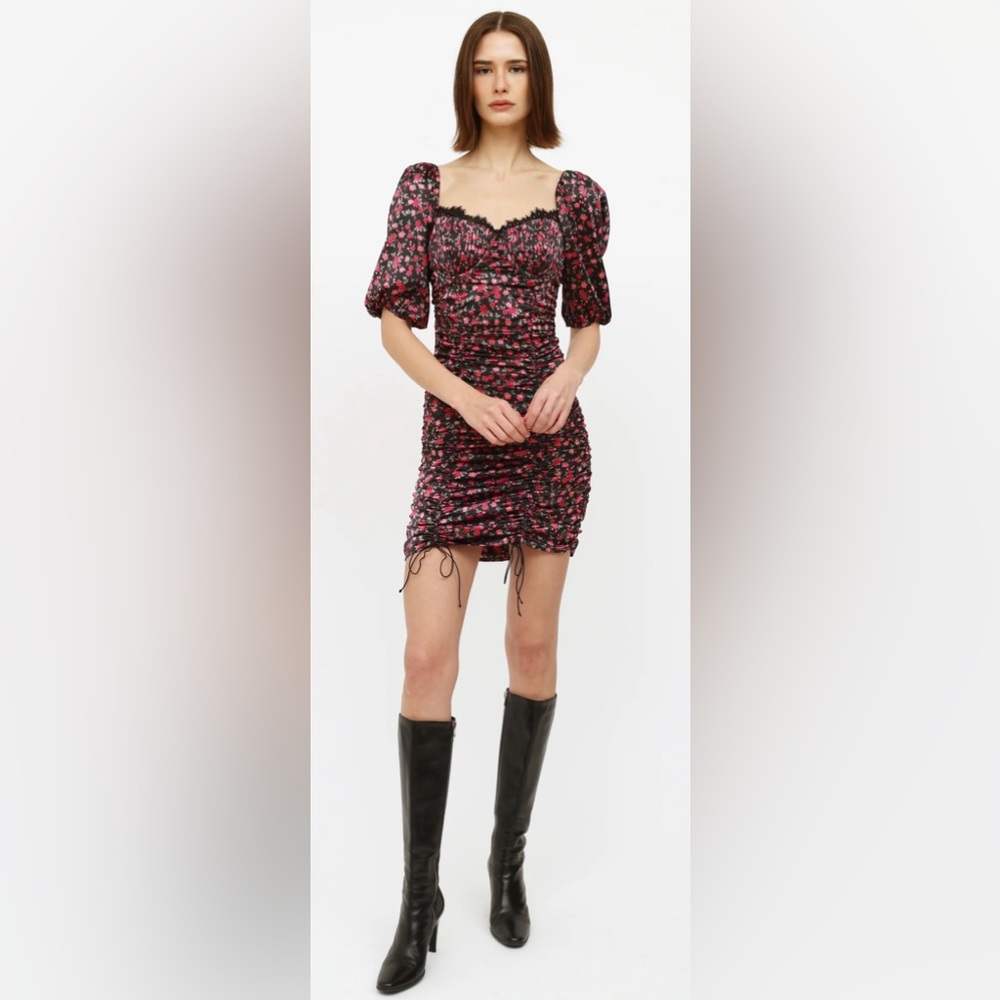 For Love & Lemons // Black and Pink Multicoloured Floral Dress - VSP...N…